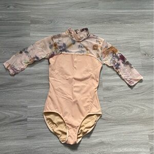 Peach Floral Mesh Eleve Leo🧡🥀